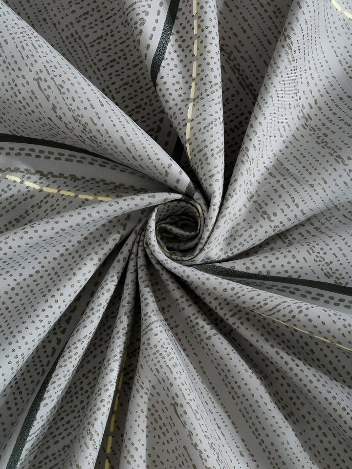 KLOTTHE Grey Geometric Cotton 300 TC King Bedsheet with 2 Pillow Covers-98 x 89 inches