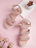 DressBerry Women Textured Open Toe Flats with Laser Cuts