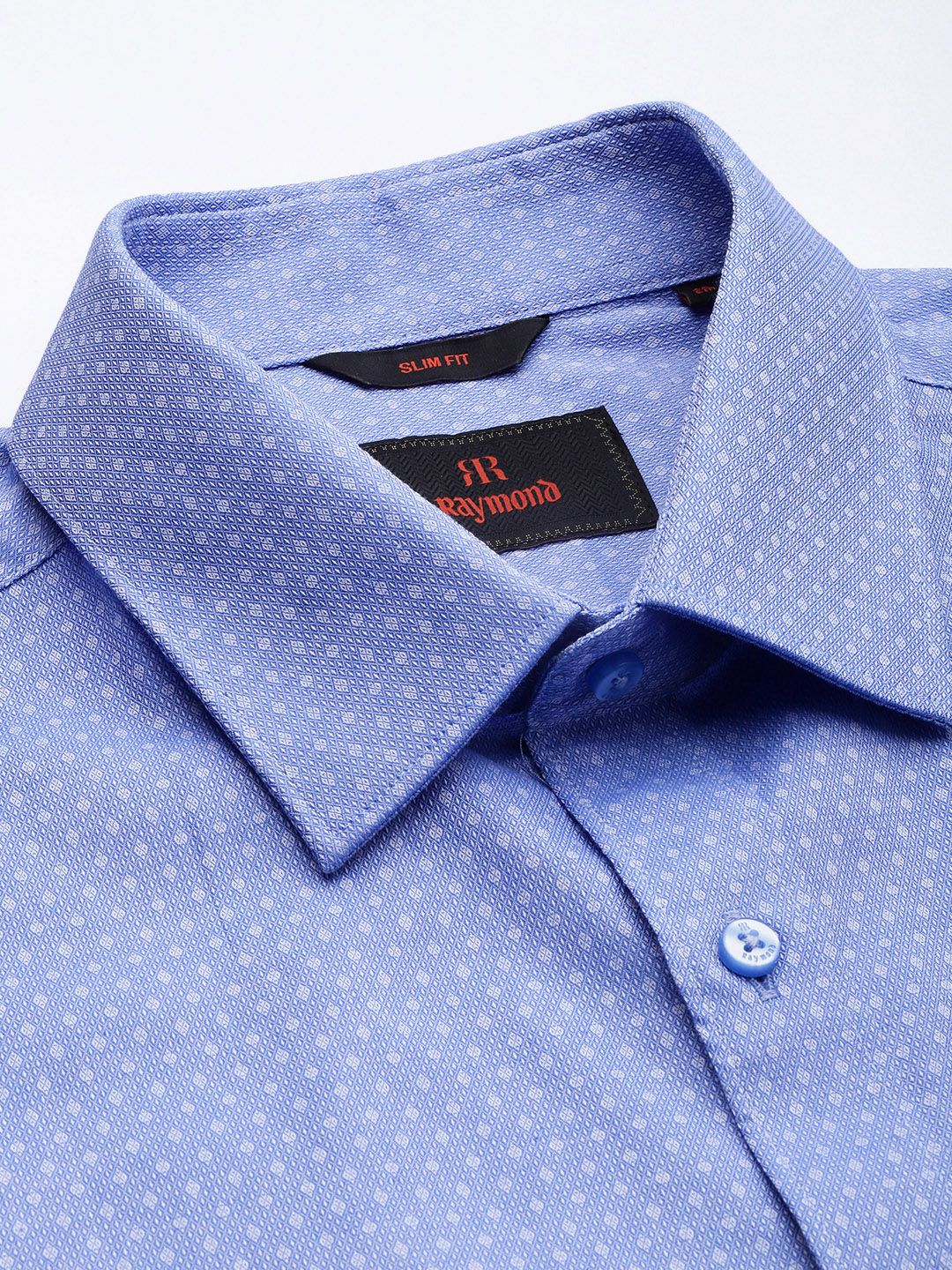 Raymond Pure Cotton Self Design Textured Slim Fit Formal Shirt