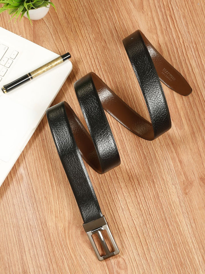Teakwood Leathers Men Textured Leather Reversible Formal Belt