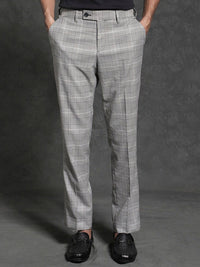 RARE RABBIT Men Savvet Mid-Rise Checked Slim Fit Formal Trouser
