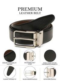 Teakwood Leathers Men Textured Leather Reversible Formal Belt