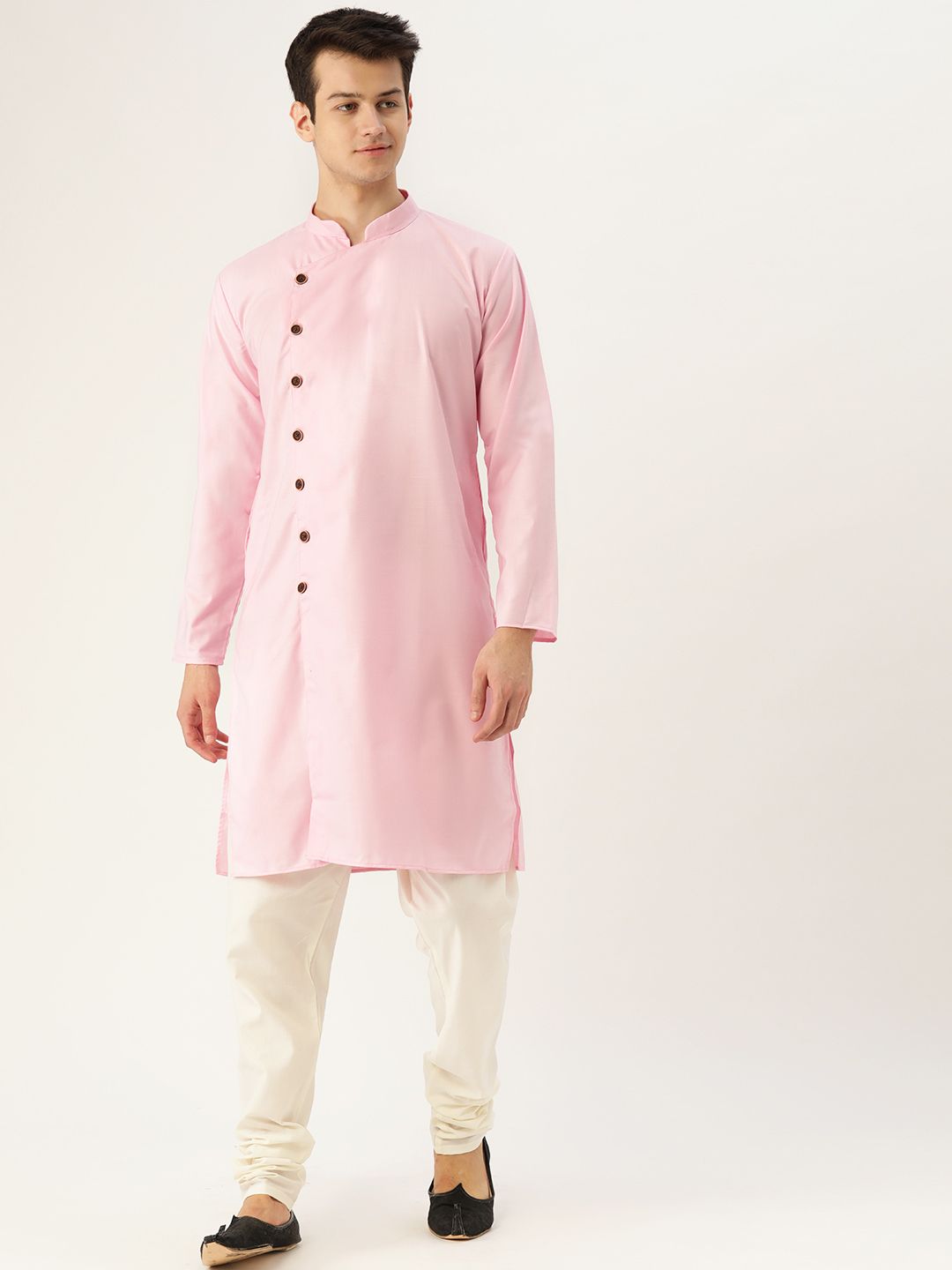 SOJANYA Men Pink Solid Straight Kurta
