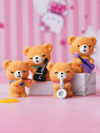 ecraftindia coklat 4 pcs teddy comel beruang bermain alat muzik hiasan muzik