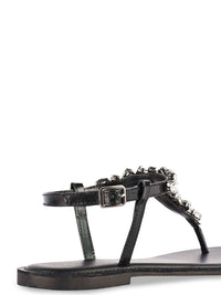 Lino Perros Women Embellished Open Toe T-Strap Flats