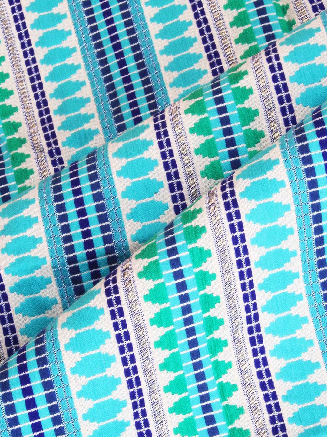 STITCHNEST Blue & White 2-Pieces Ethnic Motifs Woollen Square Cushion Covers