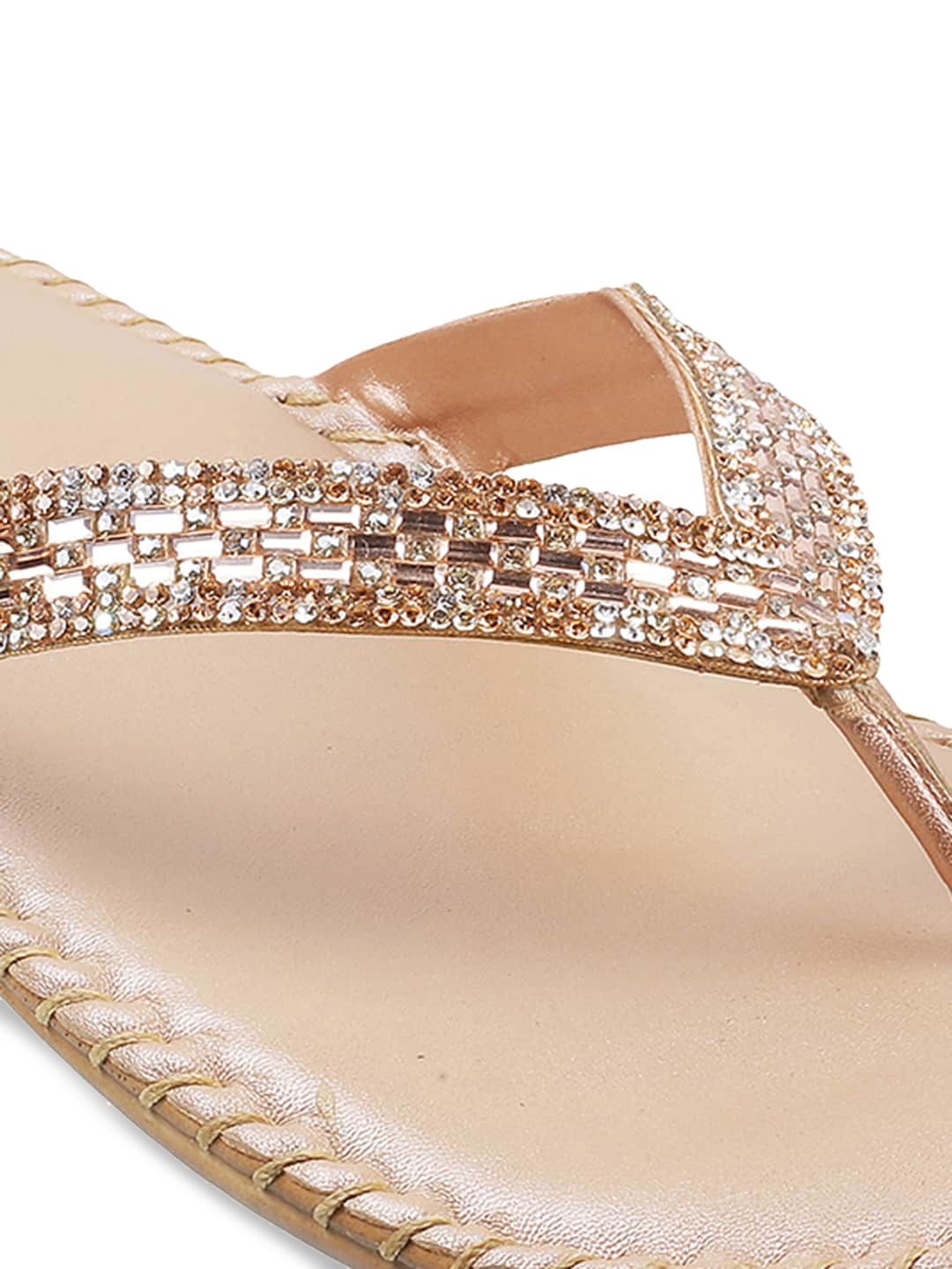 Mochi Women Pink Embellished Open Toe Flats