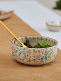 Chumbak White & Blue Floral Ceramic Serving Bowls