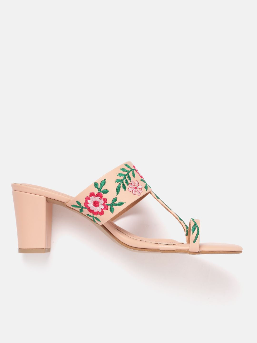 House of Pataudi Floral Embroidered Block Heels
