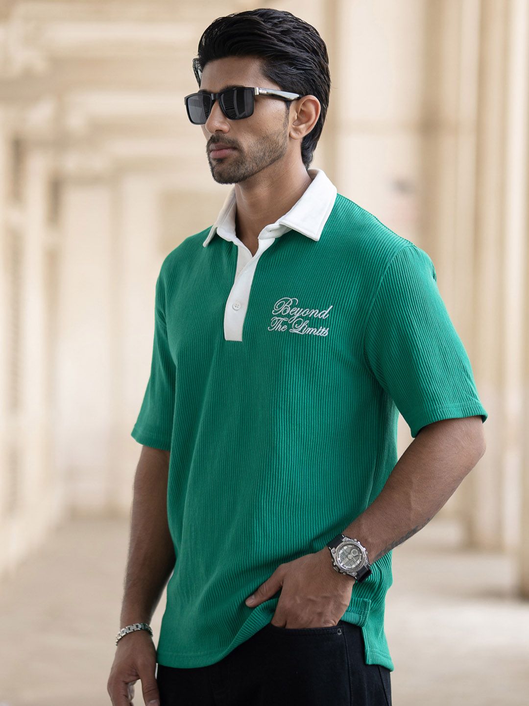 Powerlook Men Typography Printed Polo Collar T-shirt
