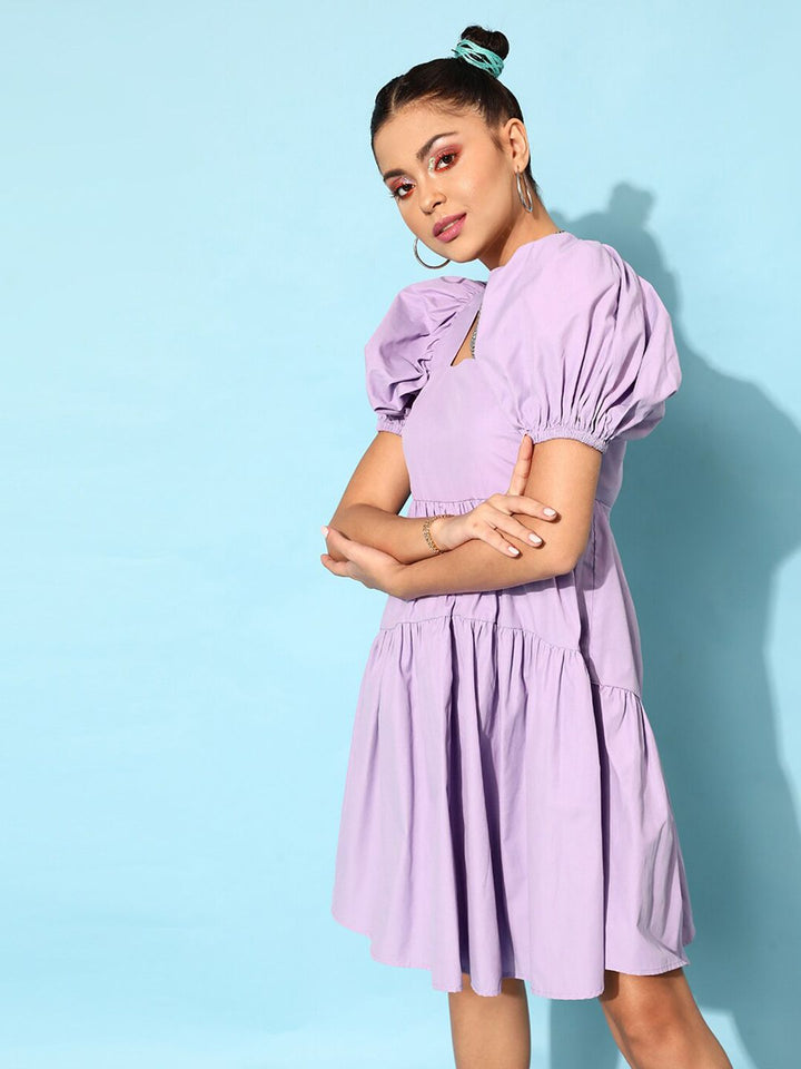 STREET 9 Women Elegant Lavender Solid Dress