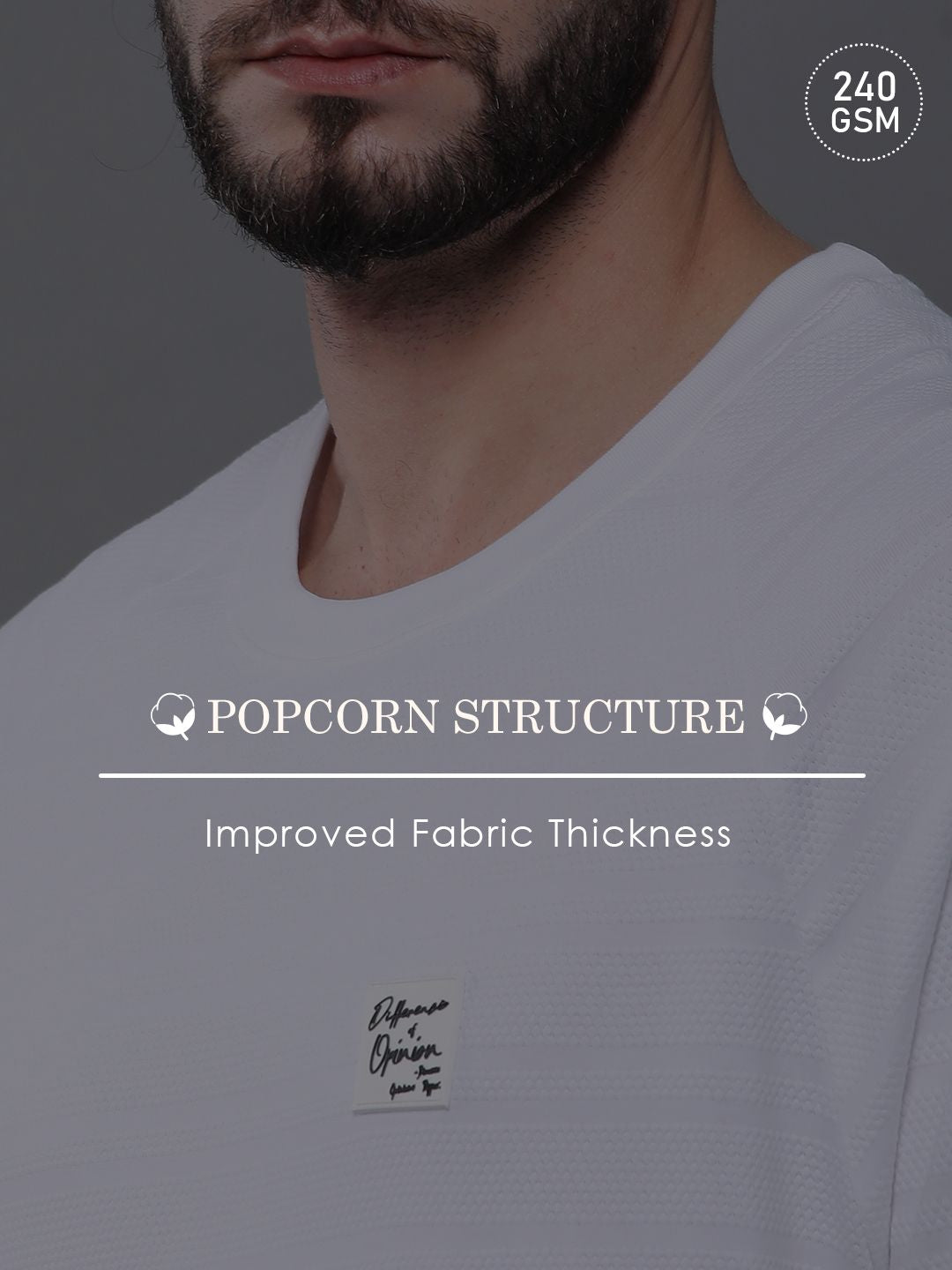 Difference of Opinion Men Solid Popcorn Structure Oversized Raglan T-Shirt