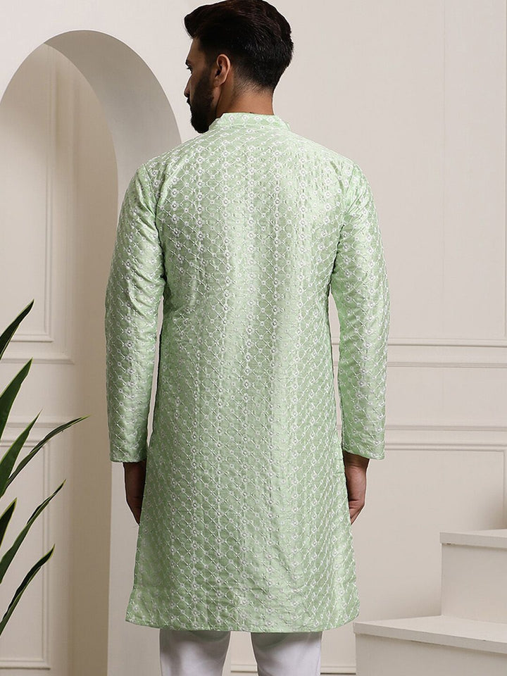 SOJANYA Benang Sulam Etnik Bekerja Kurta Lurus
