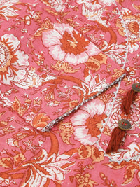 KALINI Floral Printed Notch Neck Pure Cotton Straight Kurta With Trousers & Dupatta