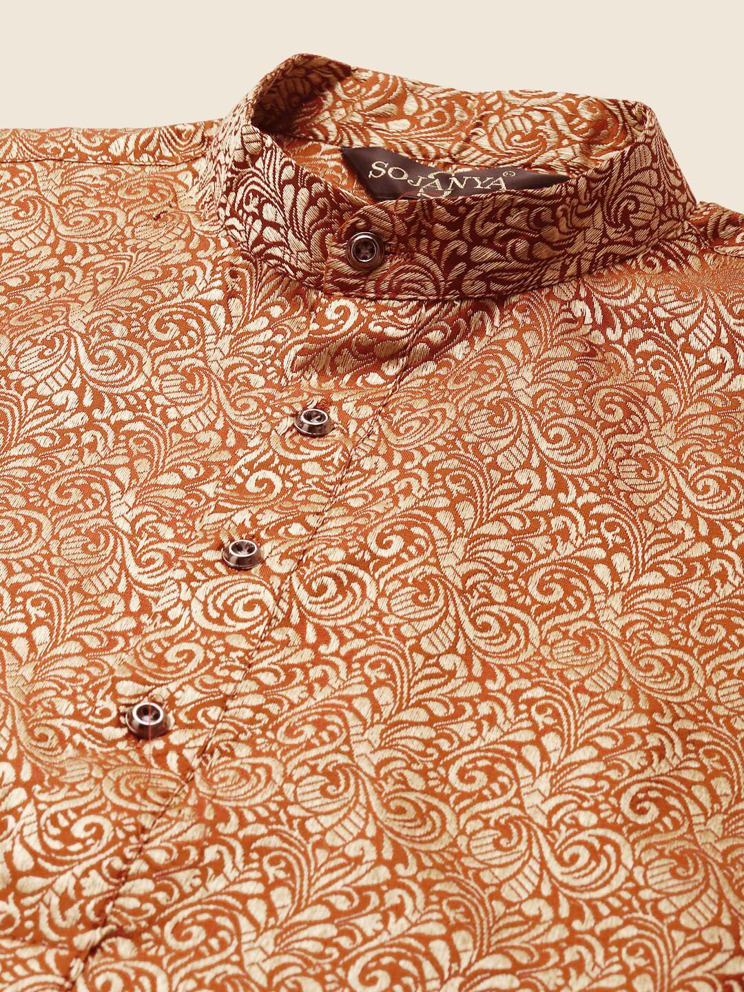SOJANYA Rekaan Tenunan Kolar Mandarin Silk Cotton Kurta