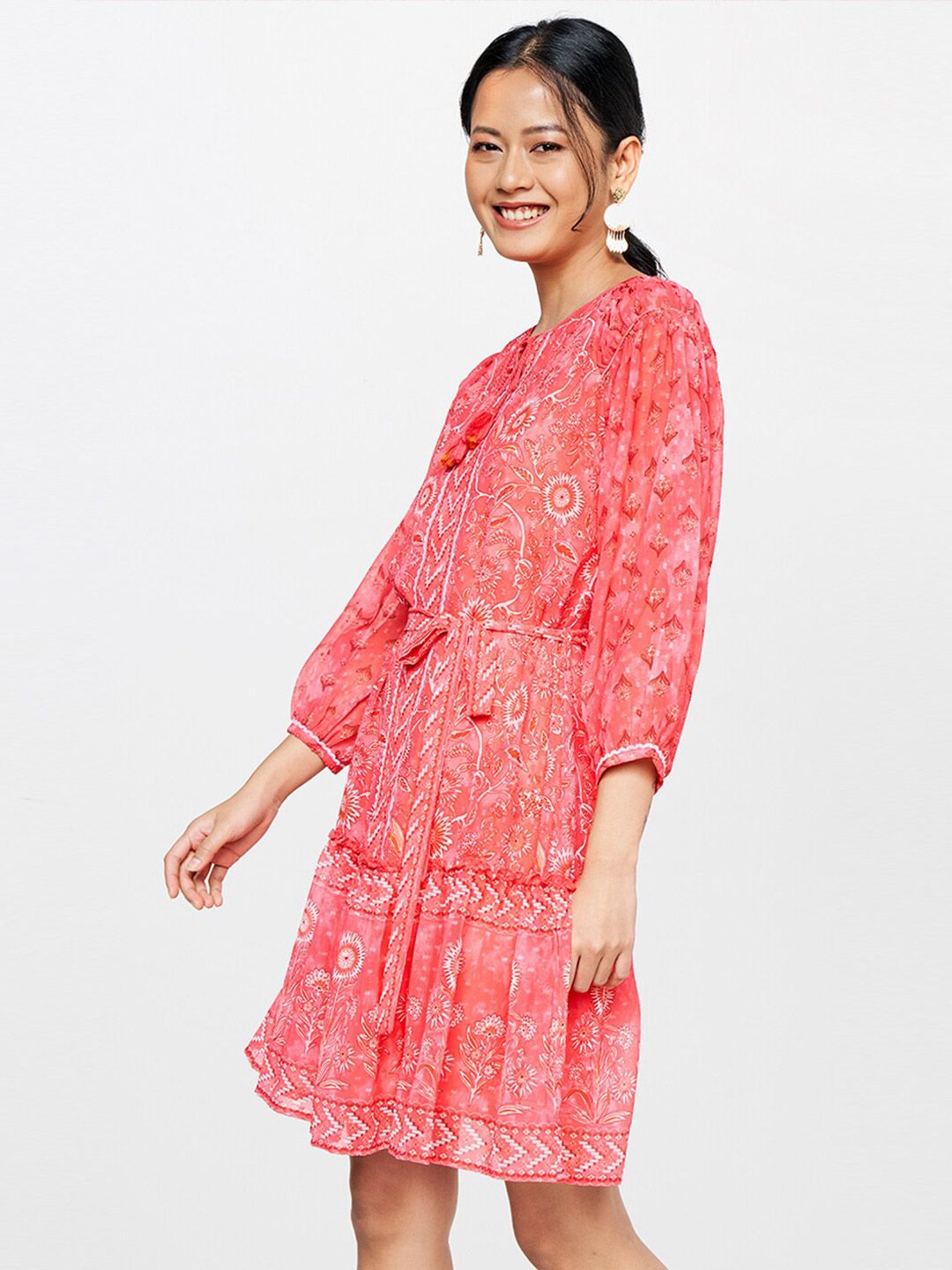 Global Desi Women Ethnic Motifs Printed A-Line Dress