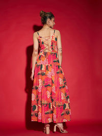 SASSAFRAS Floral Print Maxi Dress