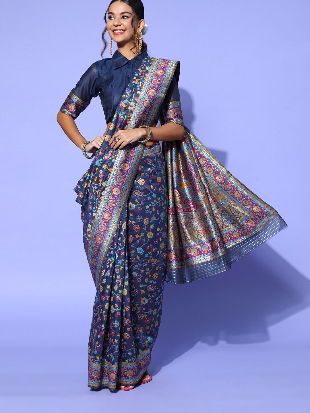 Saree mall Ethnic Motifs Saree with Woven Design border