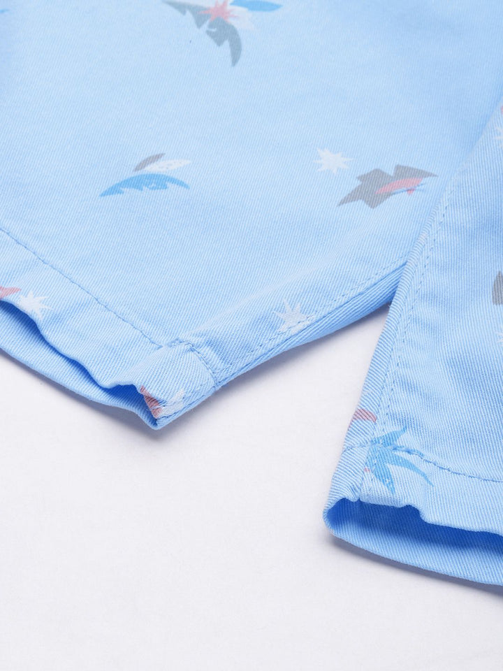 The Indian Garage Co Men Blue Abstract Printed Slim Fit Shorts