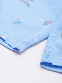 The Indian Garage Co Men Blue Abstract Printed Slim Fit Shorts