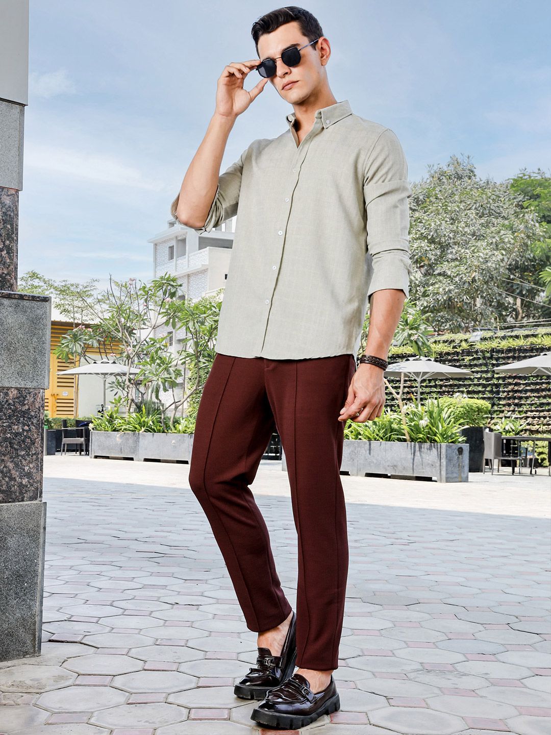 Thomas Scott Men Premium Fit Button-Down Collar Textured Casual Shirt