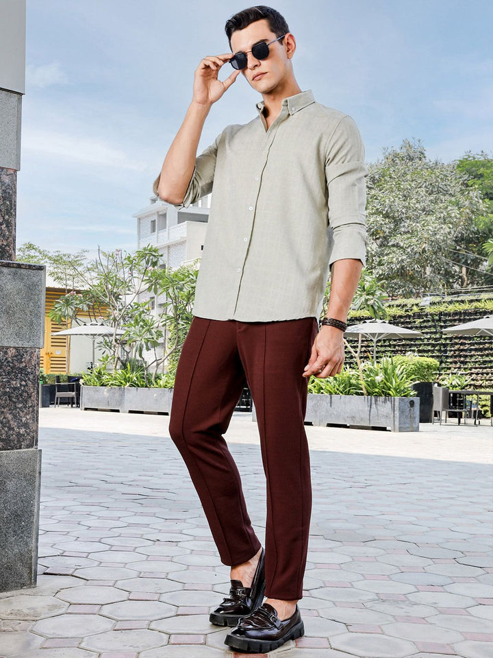Thomas Scott Men Premium Fit Button-Down Collar Textured Casual Shirt