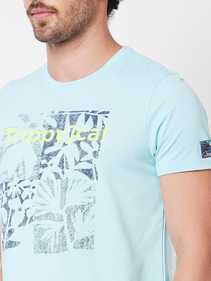 SPYKAR Typography Printed Cotton Slim Fit T-shirt