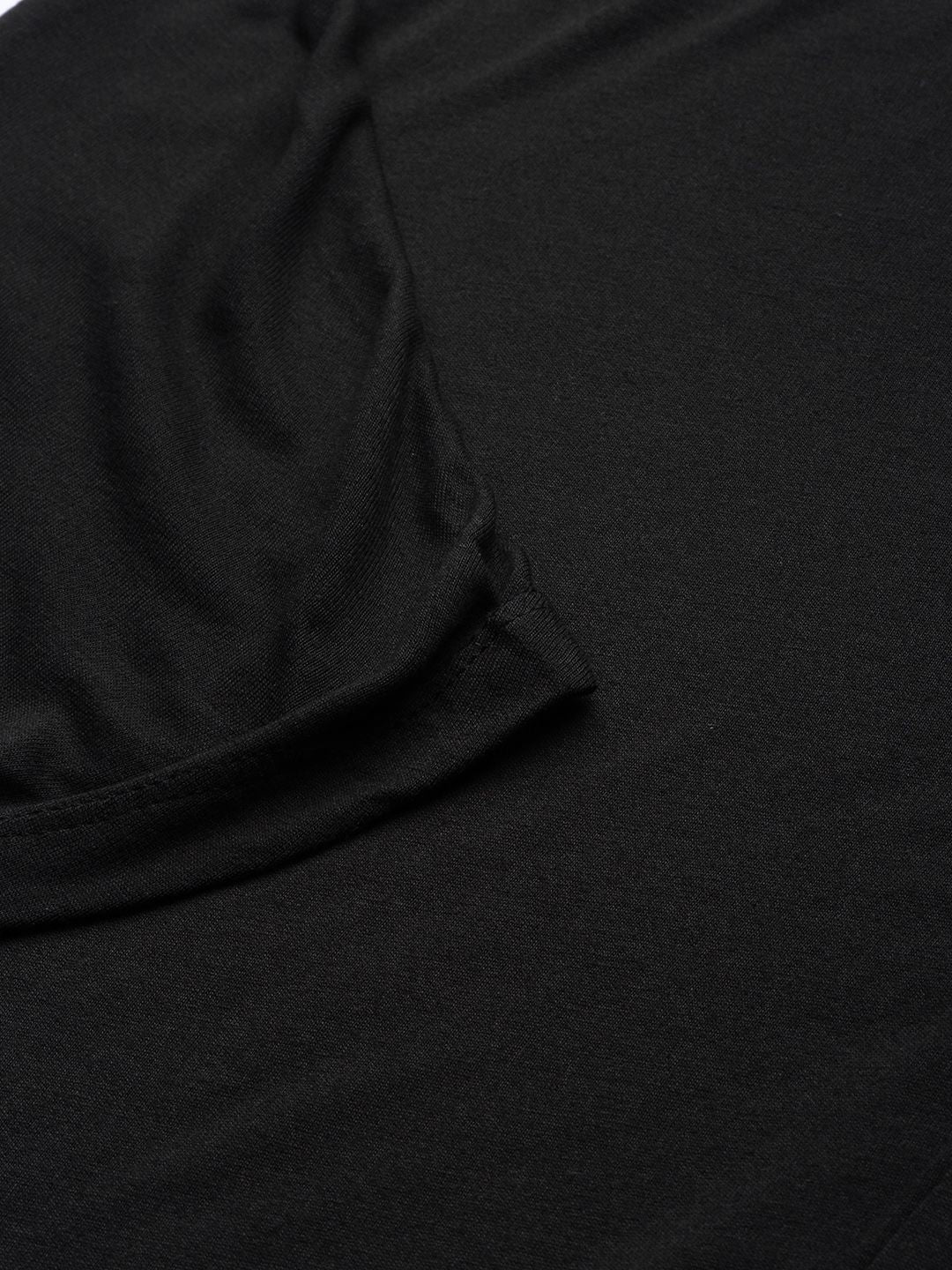 all about you Women Black Solid V-Neck T-shirt