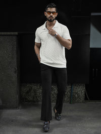 Powerlook Men Self Design Polo Collar T-Shirt