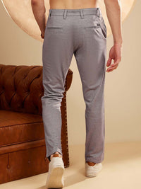 DENNISON Men Textured Smart Tapered Fit Easy Wash  4-Way Lycra Chinos