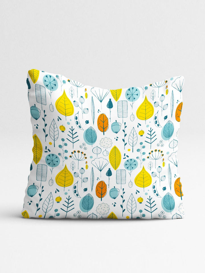 STITCHNEST Set of 5 White & Blue Floral 16'' x 16'' Cushion Cover