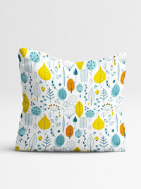 STITCHNEST Set of 5 White & Blue Floral 16'' x 16'' Cushion Cover