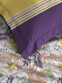 MYTRIDENT Firefly Purple Dusk & Dawn Flat 144TC King Pure Cotton Bedsheet Set
