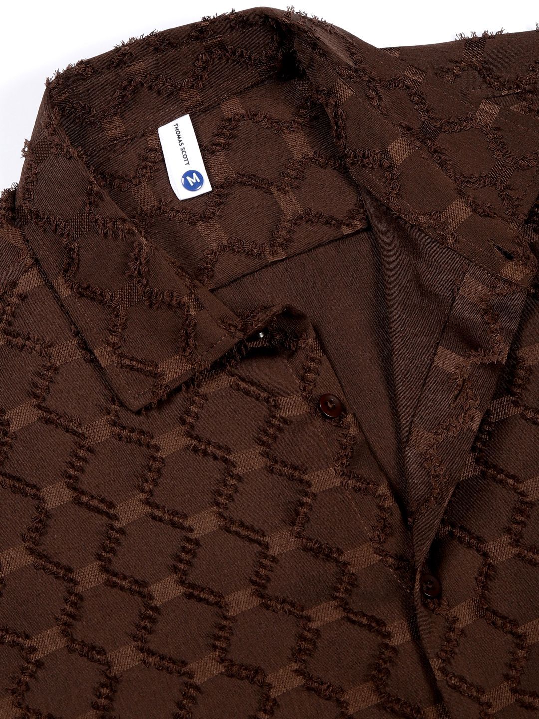 Thomas Scott Men Premium Spread Collar Textured Casual Shirt