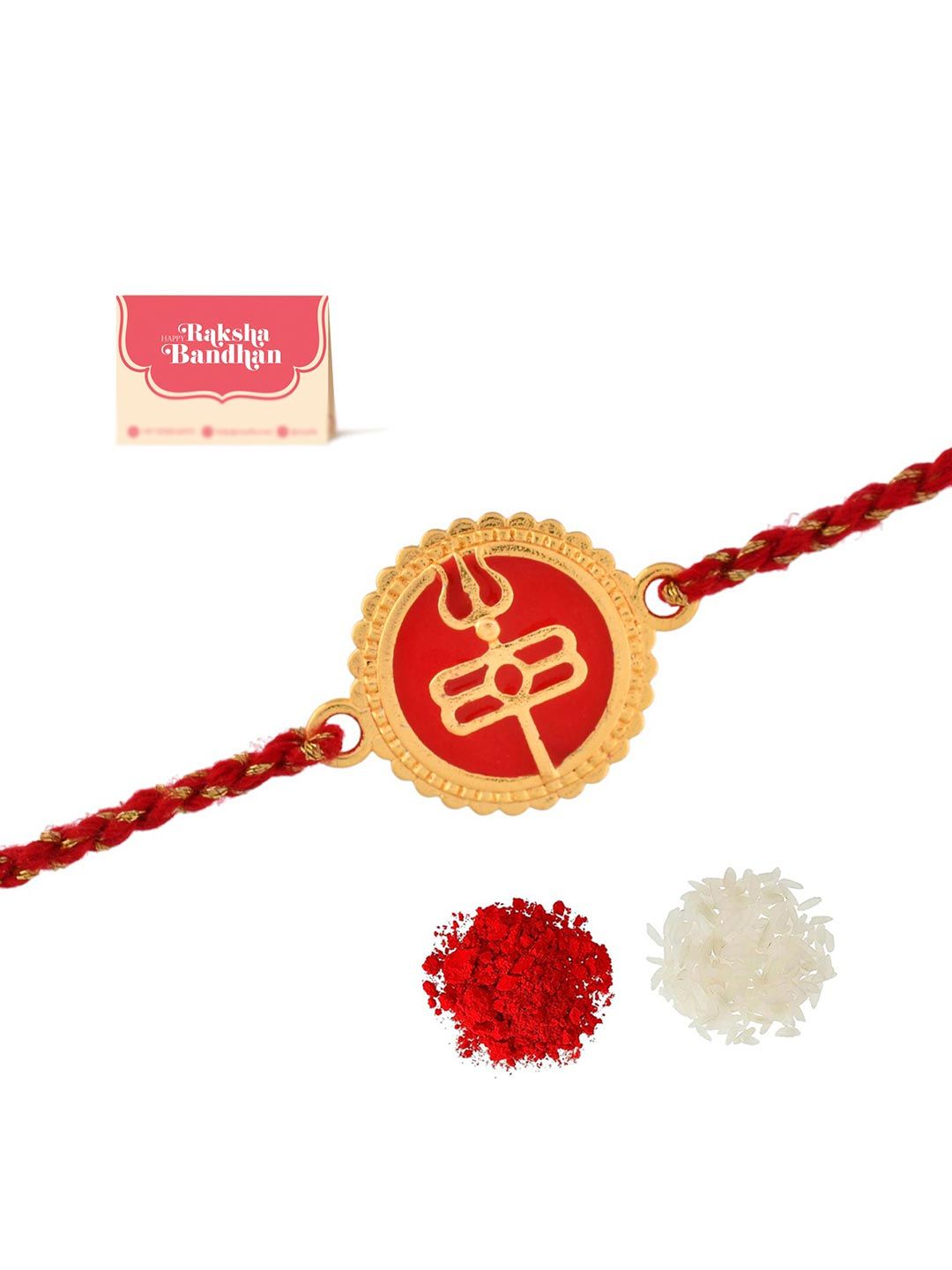 Voylla Red Enamel Dan Gold Rudra-Tilaka Rakhi Untuk Abang