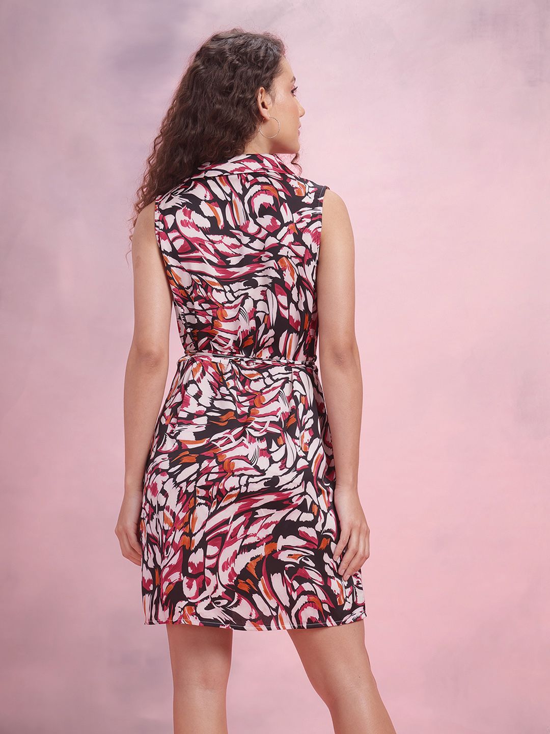 DressBerry Abstract Print Wrap Mini Dress