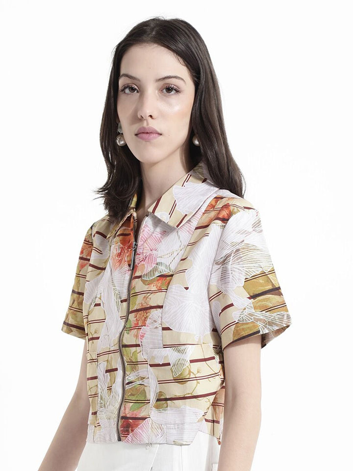 RAREISM Horizotal Stripes Cotton Shirt Style Top
