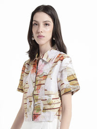 RAREISM Horizotal Stripes Cotton Shirt Style Top