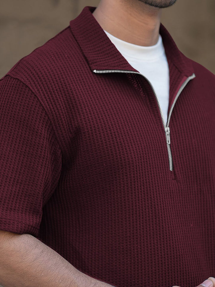Powerlook Men Polo Collar Drop-Shoulder Sleeves T-shirt
