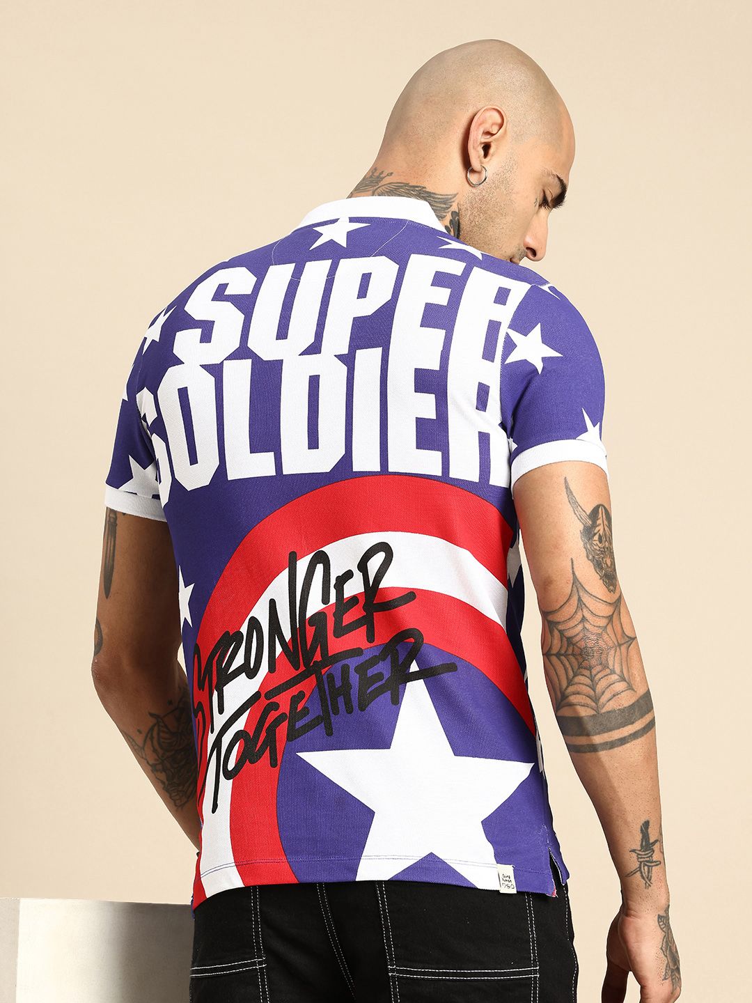 Being Human Pure Cotton Captain America Printed Polo Collar T-shirt