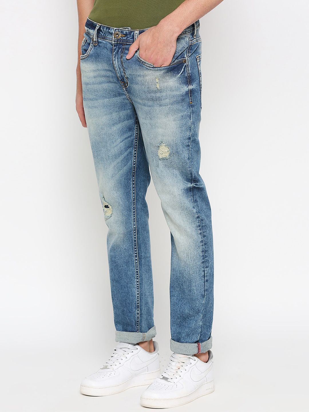 Being Human Men Slim Fit Mildly Distressed Mid-Rise Heavy Fade Jeans