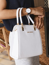 Lino Perros White Solid Handheld Bag