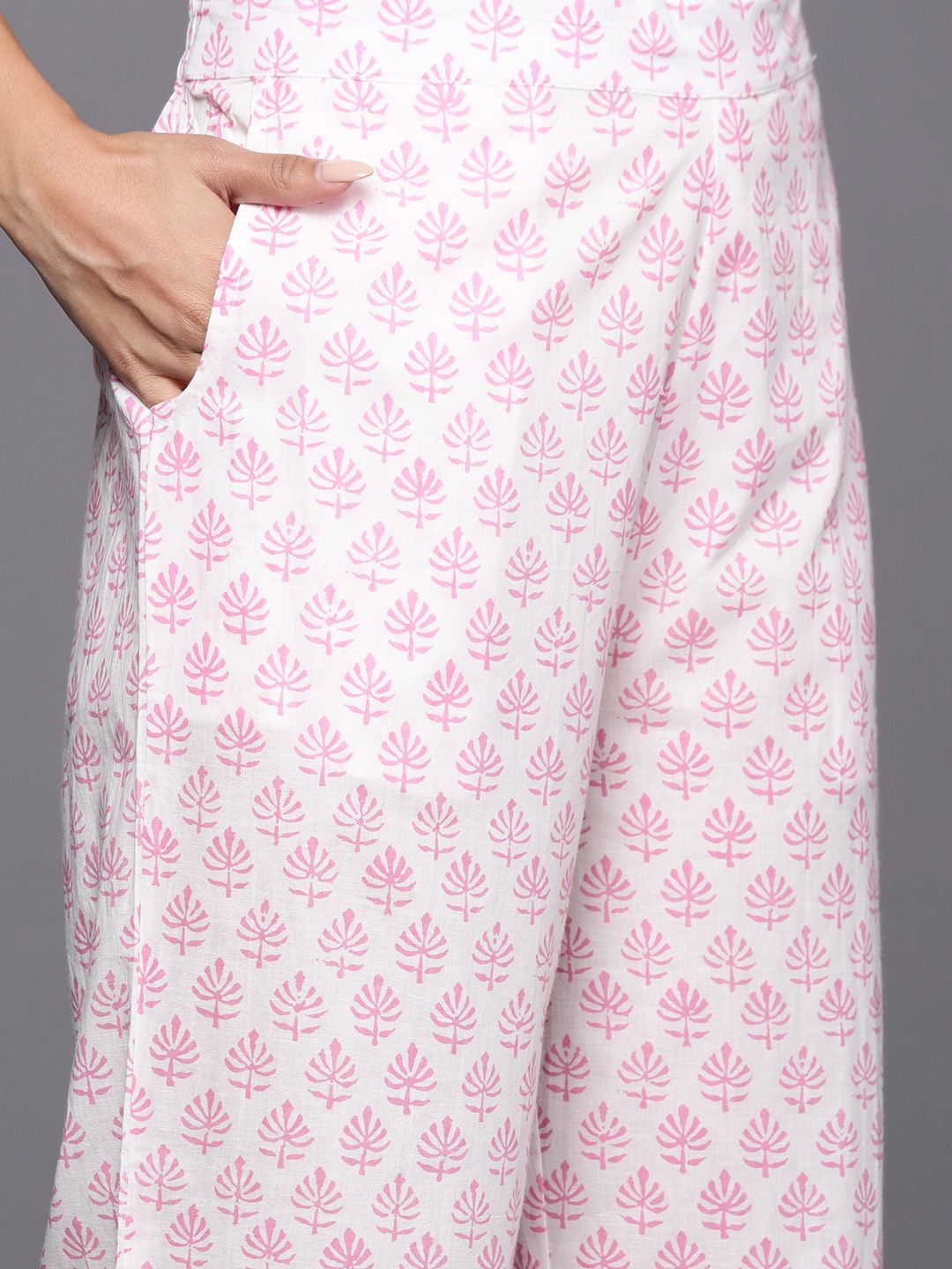 Libas Floral Printed Regular Pure Cotton Kurta with Palazzos & Dupatta