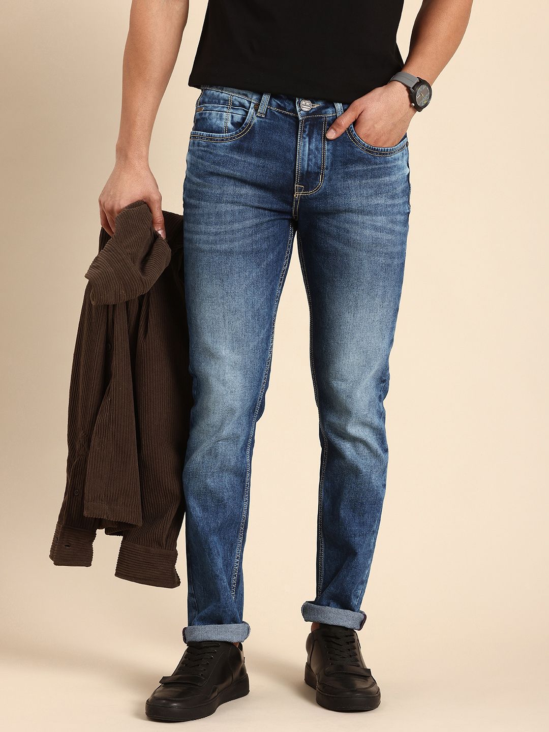 Being Human Men Skinny Fit Heavy Fade Stretchable Jeans