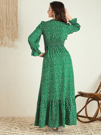 Berrylush Floral Printed Puff Sleeve Maxi Dress