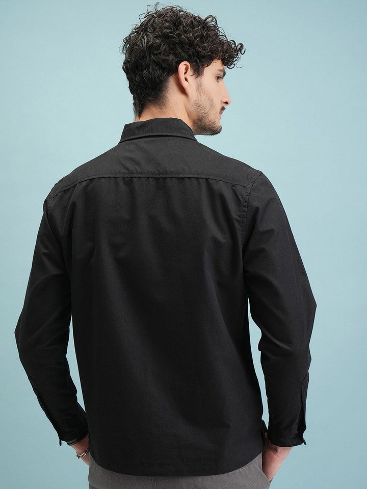 HIGHLANDER Men Black Slim Fit Casual Shirt