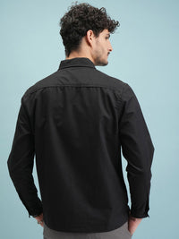 HIGHLANDER Men Black Slim Fit Casual Shirt