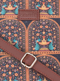 ZOUK Ethnic Motifs Printed Structured Jute Handheld Bag