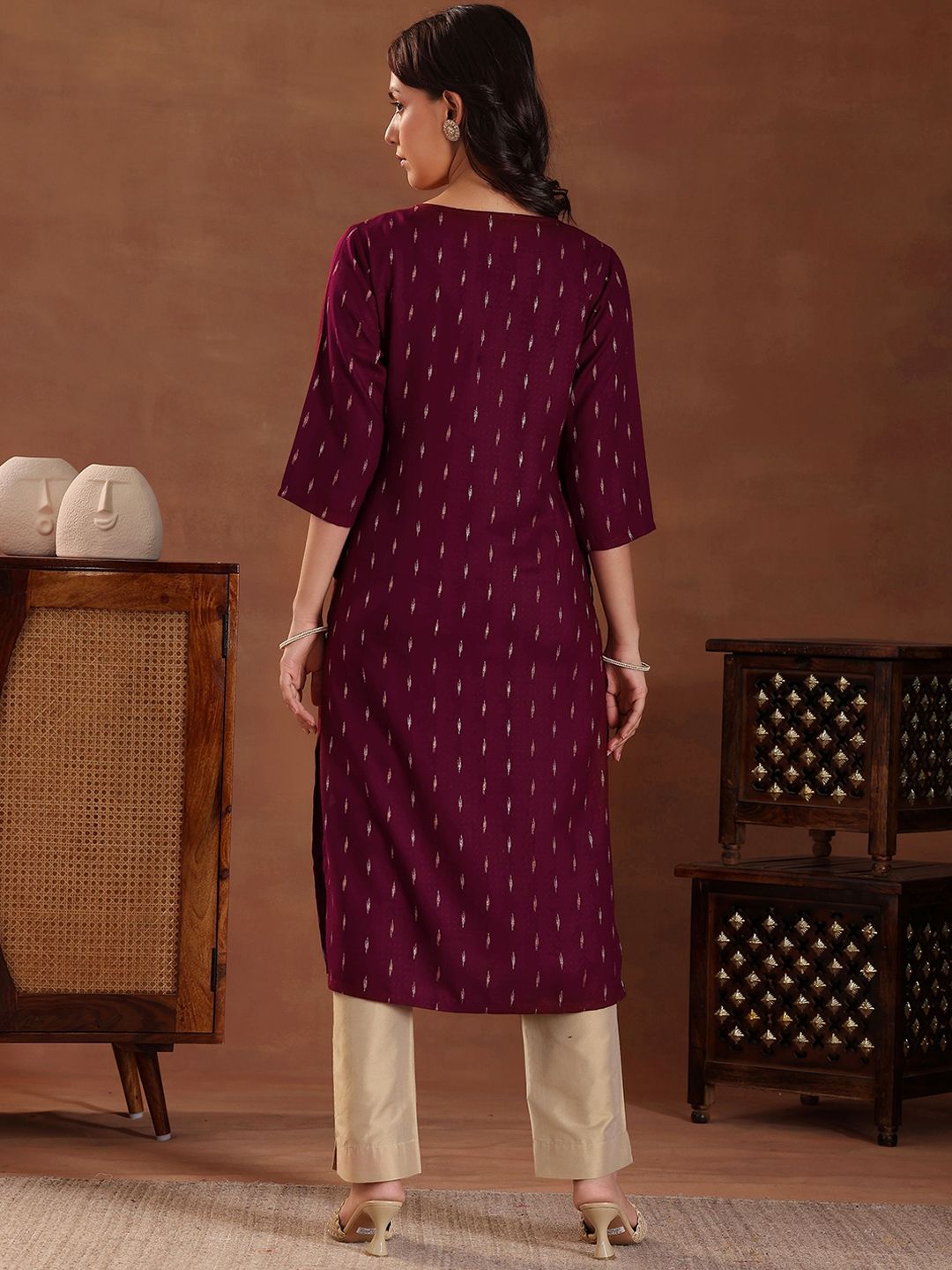 Libas Women Yoke Design Thread Work Dobby Kurta