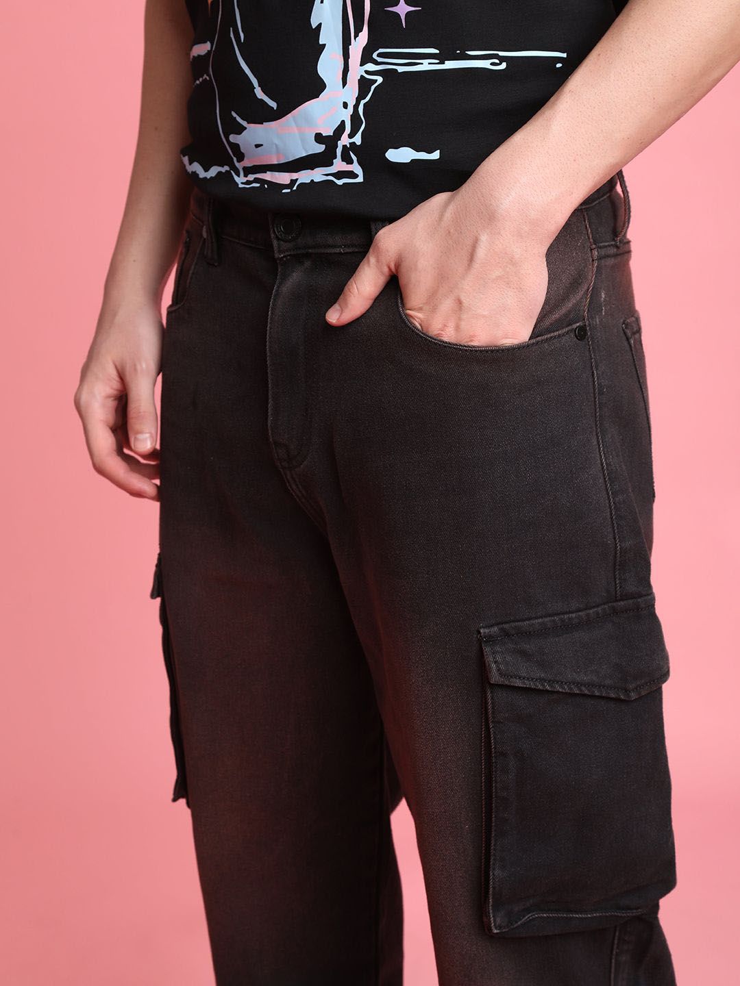 Bene Kleed Men Loose Cropped Rust Tinted Jeans